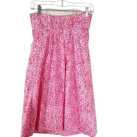 Vintage 90’s Lilly Pulitzer White Label Cotton Strapless Fish Print Dress Pink 2 - Picture 7 of 12